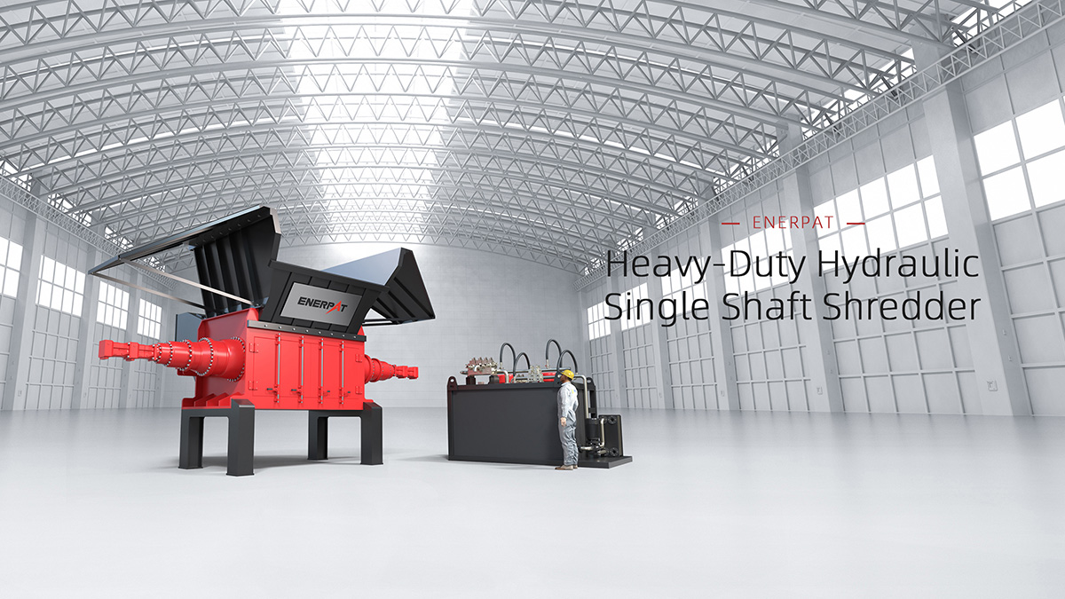 ENERPAT Heavy-Duty Hydraulic One Shaft Shredder ENERPAT 大型油圧式一軸シュレッダー