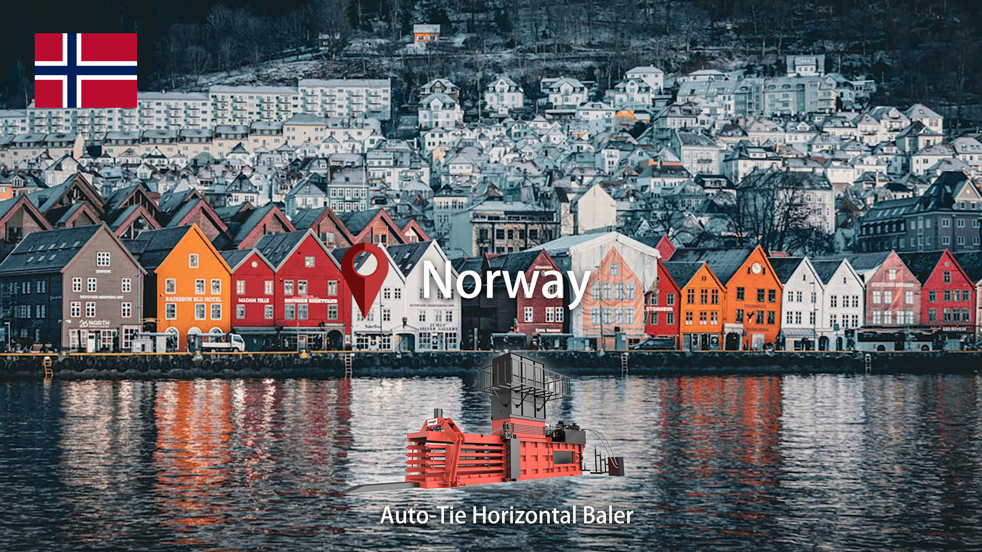 ノルウェー：ENERPATオートタイ段ボールベーラーコンパクターマシンを設置