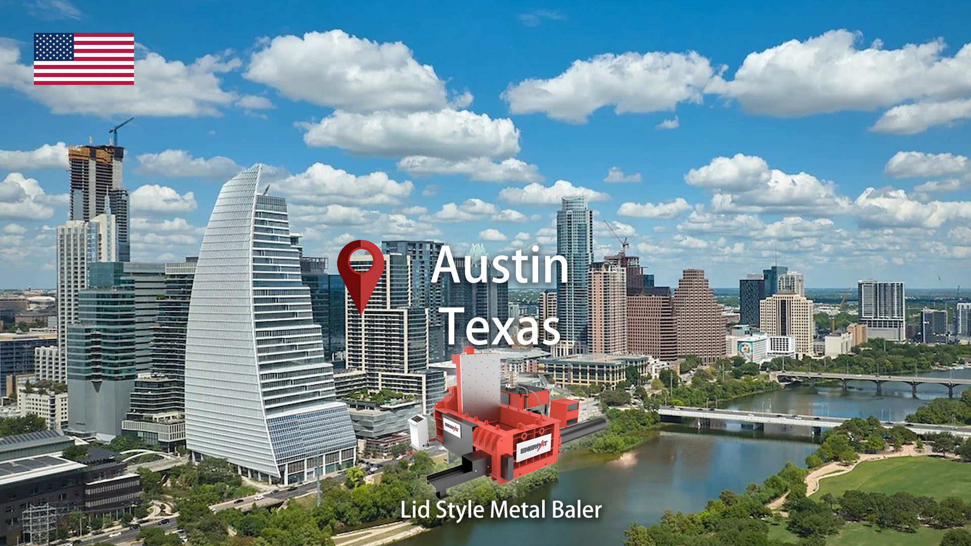 テキサス州オースティン: ENERPAT AMB-L2014-250 マットレス スプリング用スクラップ メタル ベーラー設置