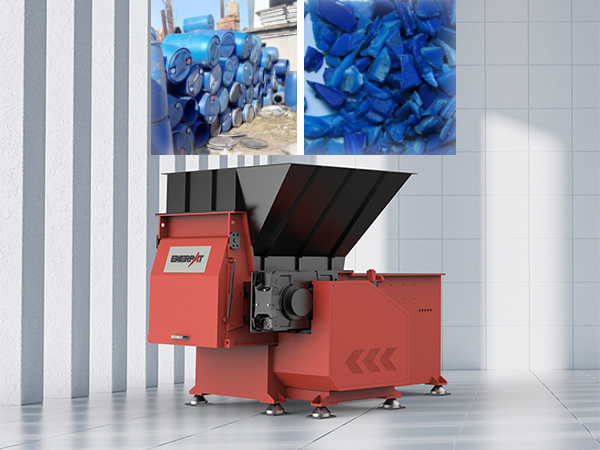 日本のプラスチックリサイクル業者がENERPAT MSA-F1500プラスチック容器シュレッダーで効率を向上