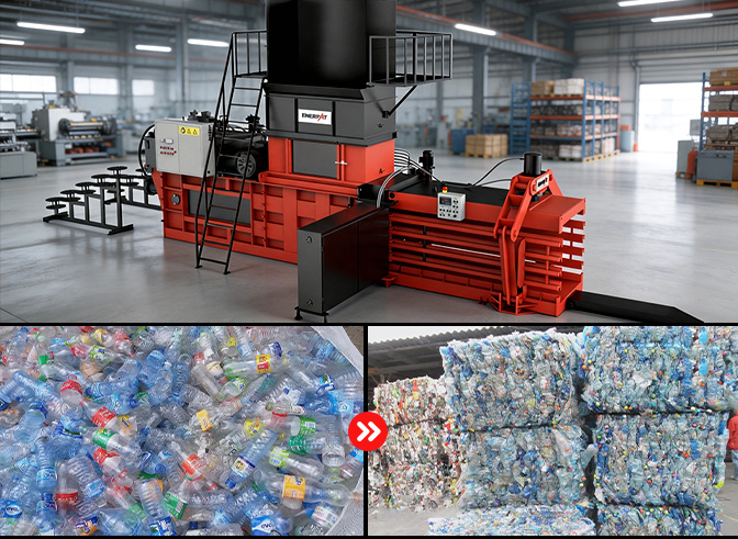 オートタイ横型プラスチックベーラー
